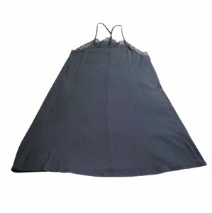 Gilligan & O'Malley Womens Black Spaghetti Strap Upper Lace Trim Women Sleepwear